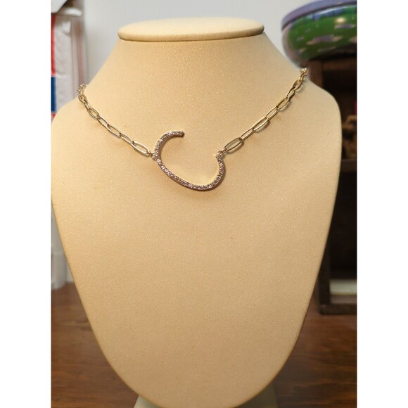 Initial C Sparkly Necklace & Matching Hoop C Earrings Set NWT Gift Set - Picture 2 of 8